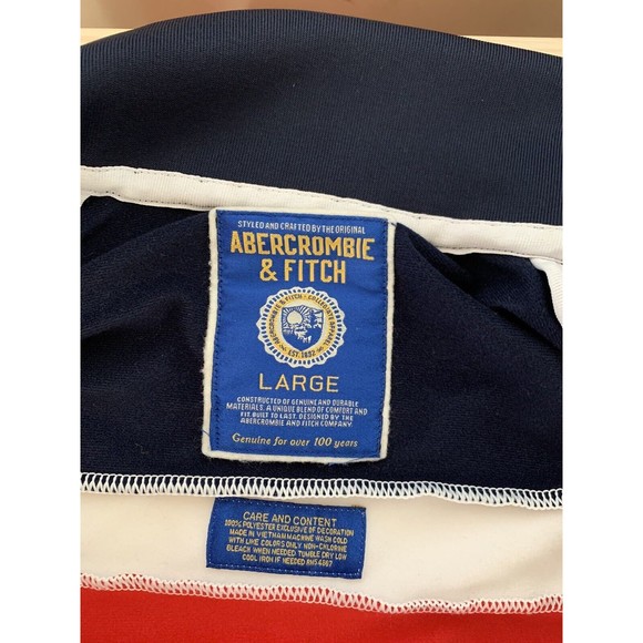 Vintage Abercrombie & Fitch Full Zip Track Jacket Mens Size Red Blue Large Y2K - Picture 9 of 14